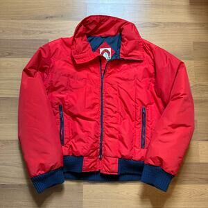 Men's Vintage 90's Ski Trails Red Blue Duck Down Puffer Bomber Jacket Sz Large